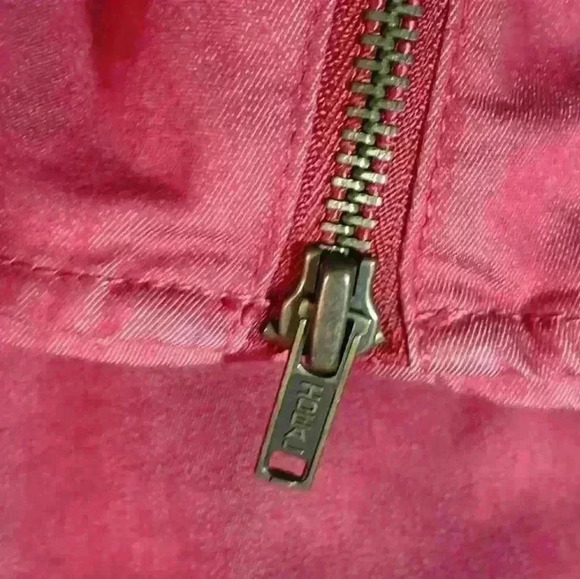 Kathy Ireland Large Jacket Jean Denim Blouson Coat Zip Up Red Cotton Vintage - Picture 6 of 7